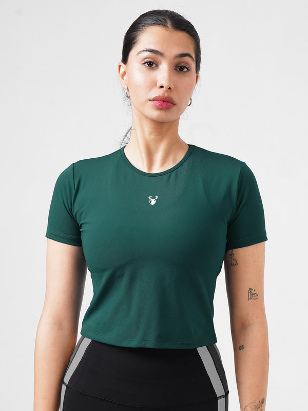 LEERA Active Crop Top in Teal Green